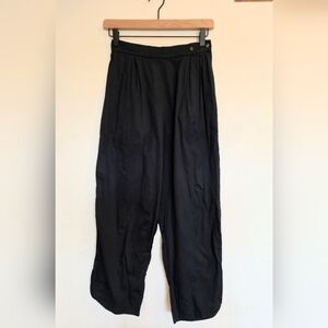 Black Crane Navy High Waist Pants Xs Cotton Poplin Curved Hem Detail